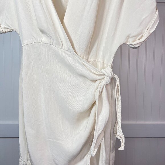 & Other Stories Stockholm Atelier Ivory Cream Short Sleeve Wrap Dress Tie Waist - Picture 6 of 11